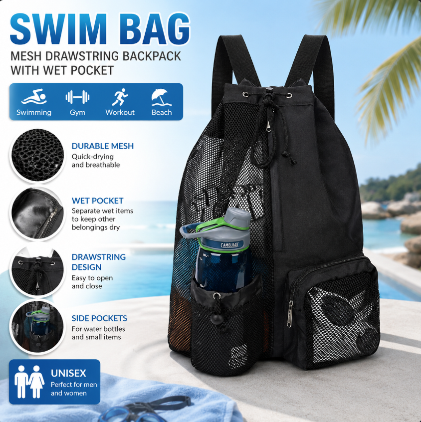 Drawstring Beach Storage Bag M - Drawstring Gym Bag recensie en prijs