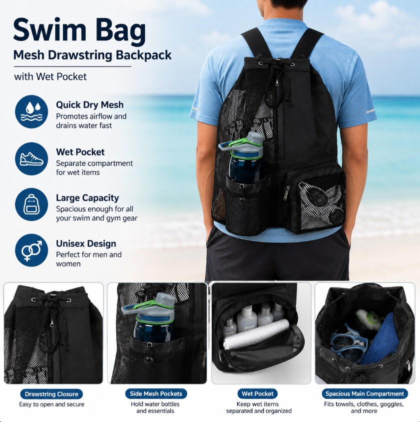 Drawstring Beach Storage Bag M - Drawstring Gym Bag recensie en prijs