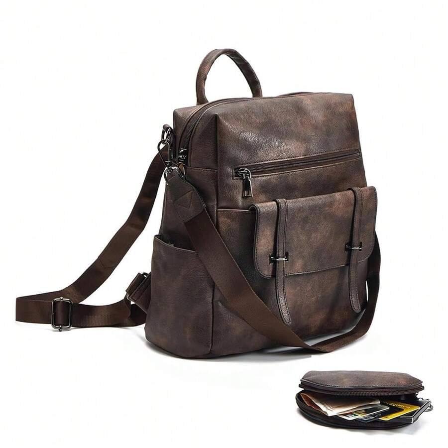 Women Fashion Vintage Brown PU - Laptop Backpack 15.6 recensie en prijs