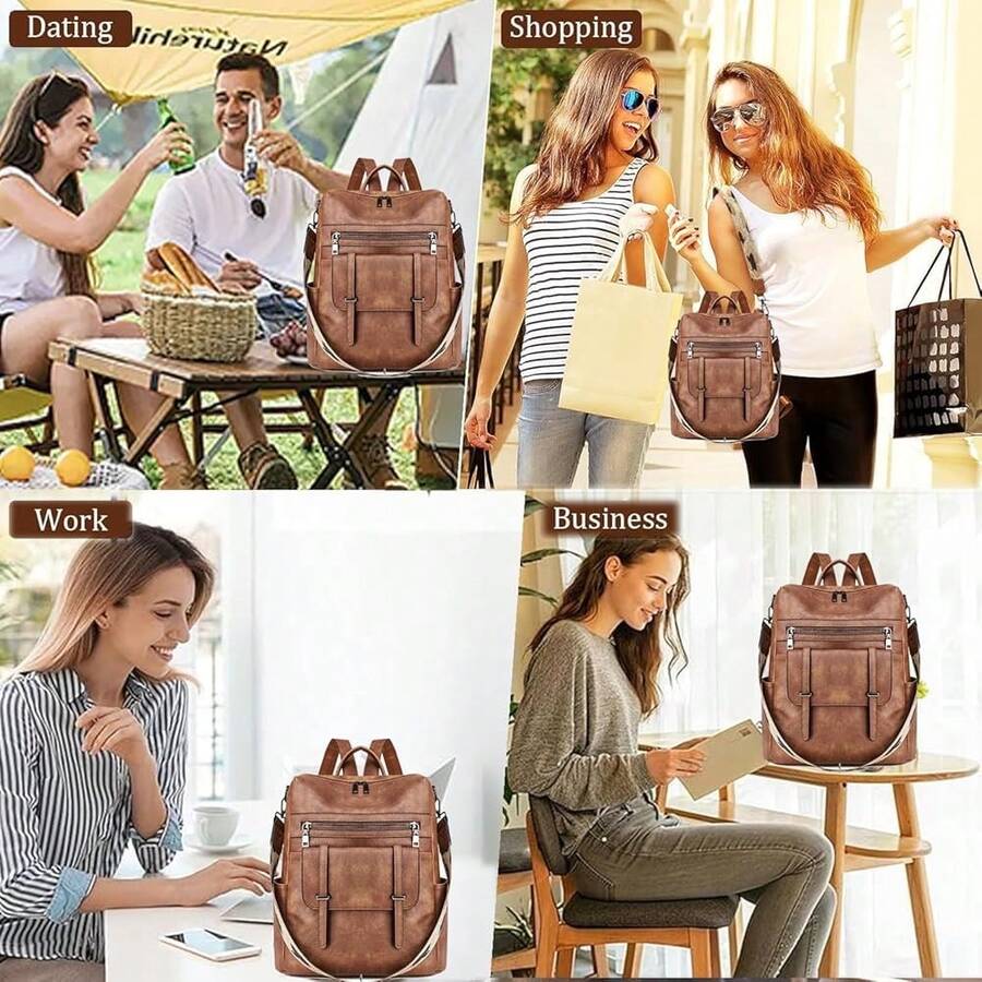 Women Fashion Vintage Brown PU - Laptop Backpack 15.6 recensie en prijs