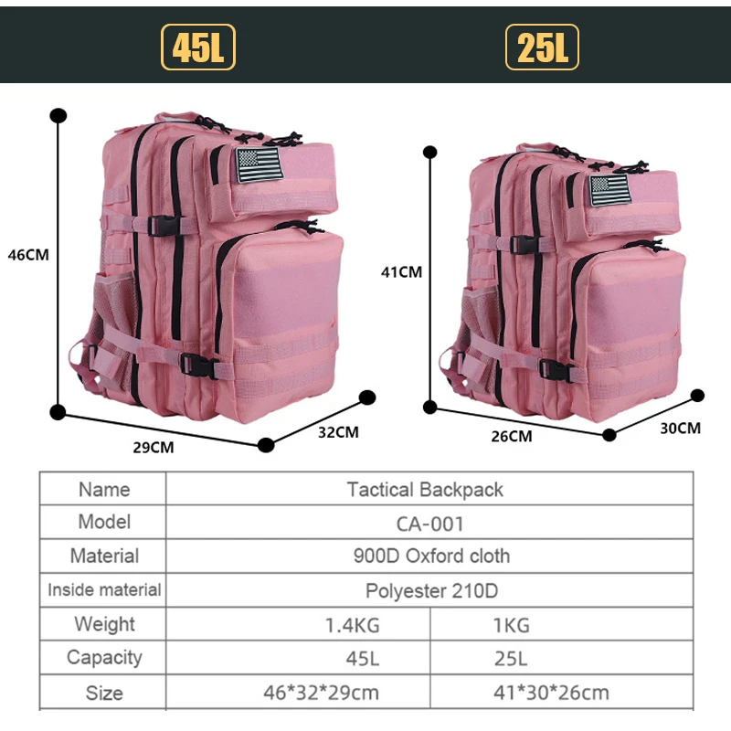 25L/45L 3P Tactical Backpack f - Rucksack Military Style recensie en prijs